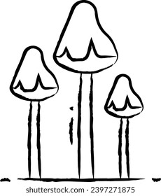 trippy mushroom hand drawn vector illustration