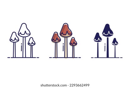 trippy mushroom line and solid illustration icon