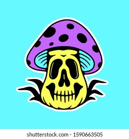 Trippy Mushroom Skull Isolated Color Blue Stock Vector (Royalty Free ...