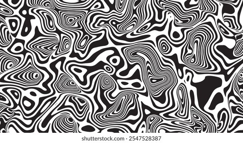 Trippy organic shape Waves Ripple Pattern black and white retro wave pattern reminding optical illusions