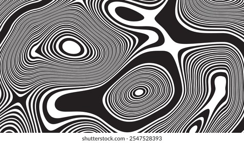 Trippy organic shape Waves Ripple Pattern black and white retro wave pattern reminding optical illusions