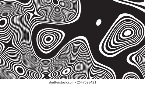 Trippy organic shape Waves Ripple Pattern black and white retro wave pattern reminding optical illusions