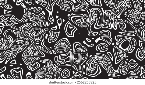 Trippy organic shape Waves Ripple Pattern black and white retro wave pattern reminding optical illusions