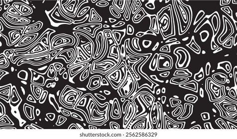 Trippy organic shape Waves Ripple Pattern black and white retro wave pattern reminding optical illusions
