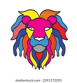 Trippy Pattern Pop Art King LIon illustration