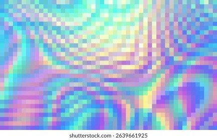 Trippy psychedelic colorful neon geometric shapes abstract background, Pixelated vector pattern