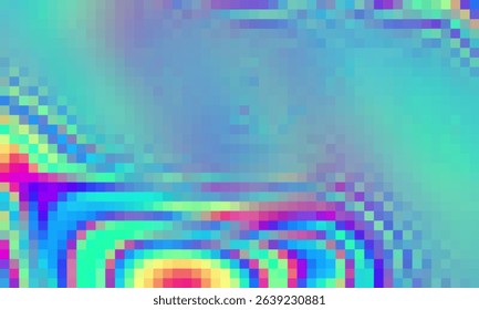 Trippy psychedelic colorful rainbow geometric shapes abstract background, Pixelated vector pattern