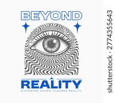 Trippy Psychedelic Eye Illustration with Optical Illusion Wavy Lines Streetwear Graphic
