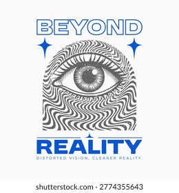 Trippy Psychedelic Eye Illustration with Optical Illusion Wavy Lines Streetwear Graphic