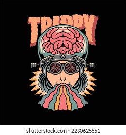 diseño vectorial de ilustración psicodélica trippy