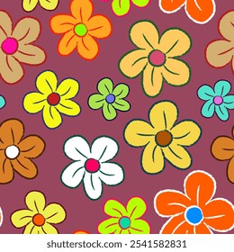 Un estampado psicodélico con flores de colores. Perfecto para añadir imágenes alucinantes a cualquier diseño.