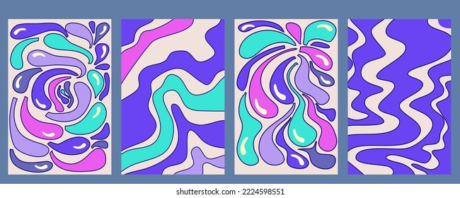 Trippy psychedelic poster for design. Retro acid background. Retro y2k psychedelic design. Geometric art. Abstract trippy art