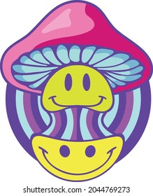 A trippy psychedelic style mushroom 