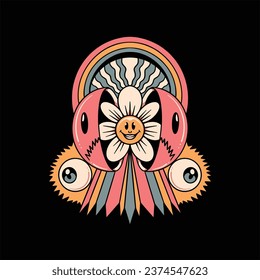 trippy rainbow illustration vector design