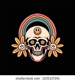 trippy skull illustration vector design