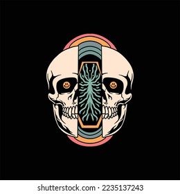 trippy skull illustration vector design