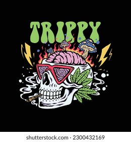 Trippy skull tee graphic vectors.