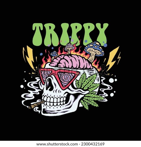 Trippy skull tee graphic vectors.