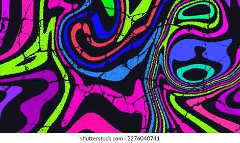 Patrón psicodélico de la tira de Trippy. Fondo ondulado ondulado. Papel de escritorio abstracto de Groovy. Impresión de textura líquida curvada. Ilustración de la línea del vector.