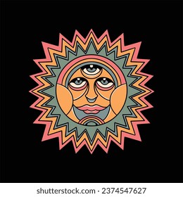 trippy sun illustration vector design