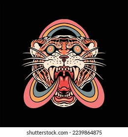 trippy tiger illustration vector design