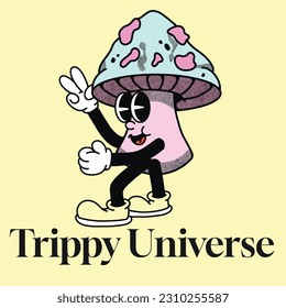 Trippy Universe With Mushroom Groovy Character design