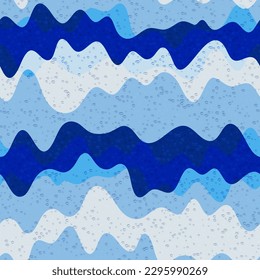 Trippy wave liquid vector seamless pattern. Striped curve line texture. Wall decor fun seamless pattern. Colorful textile print design. Wave flow splash fluid shapes swatch.