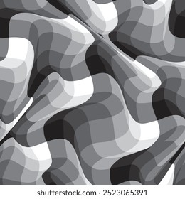 Trippy Wavey monocromático sem emenda padrão vetor abstrato