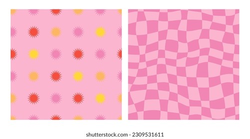 Trippy and Wavy Swirl Pattern Set Pink Colors