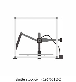 Icono de modelo de impresora Tripteron. Una innovación en la impresión 3D. Impresora moderna en elementos de diseño de dibujos animados aislados en fondo blanco. Ilustración plana vectorial para aplicaciones móviles y web