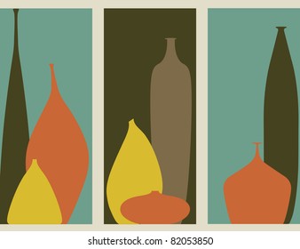 Triptych of abstract glass vases