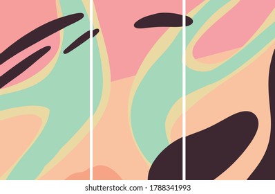 Tríptico de abstracciones en vintage 