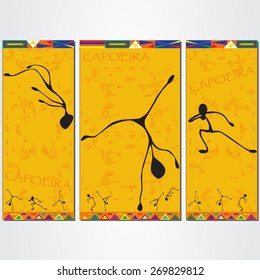 Triptych artwork with conception of the capoeira