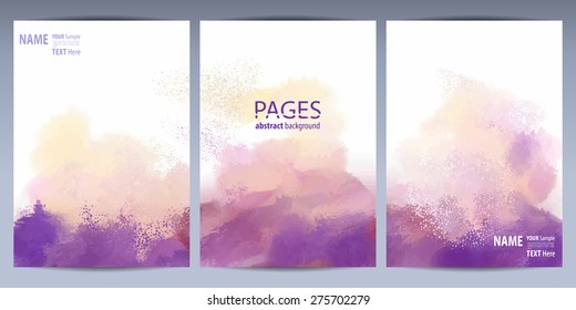 Triptych of colorful backgrounds. Set of templates brochure, cover and sheets.
