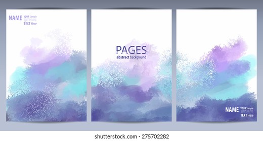 Triptych of colorful backgrounds. Set of templates brochure, cover and sheets.