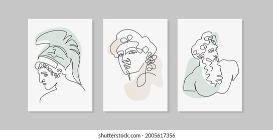 Triptych Gods. Vector Line Art