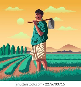 Tripura Farmer - A Vibrant Vector Illustration Depicting the Resilience and Hard Work of Indian Agriculture