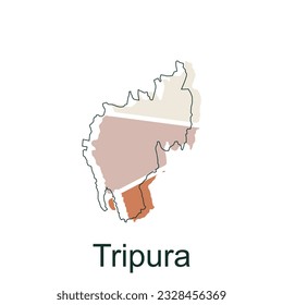 Tripura map vector illustration with line modern, illustrated Map of India element graphic illustration design template