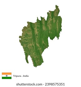 Tripura, State of India Topographic Map (EPS)