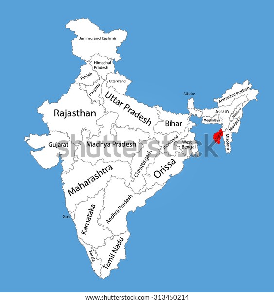 Tripura In India Map Tripura State India Vector Map Silhouette Stock Vector (Royalty Free)  313450214 | Shutterstock