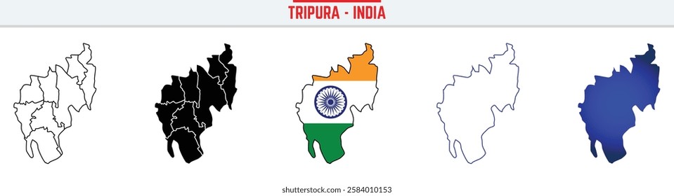 Tripura, State, TR, Outline Icon – India Map Silhouette Vector. India map editable stroke outline icon