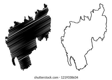 Tripura (States and union territories of India, Federated states, Republic of India) map vector illustration, scribble sketch Tripura state map