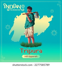 Tripura - A Vibrant Vector Illustration Depicting the Resilience and Hard Work of Indian Agriculture	