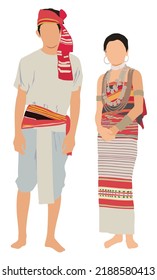 Tripuri Couple in traditional costume of Tripura, India