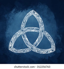 Triquetra: Celtic, body, mind and spirit symbol. Trinity, knot interlaced sign for your logo, design or project (vector illustration). Alchemy, religion, spirituality, occultism, tattoo art. 