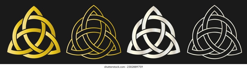 Triquetra celtic knot symbol on black background