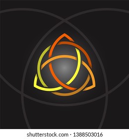 Triquetra in circle, trefoil sacral vector symbol