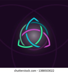 Triquetra in circle, trefoil sacral vector symbol