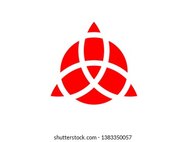 Triquetra geometric logo, Red Trinity Knot, Wiccan symbol for protection. Vector Celtic trinity knot isolated on white background. Wiccan Ancient occult divination symbol