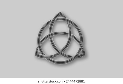 Triquetra geometric logo, Trinity Knot, Wiccan symbol for protection. Vector Celtic knot in watercolor style isolated on gray background. Wicca divination symbol, ancient occult sign